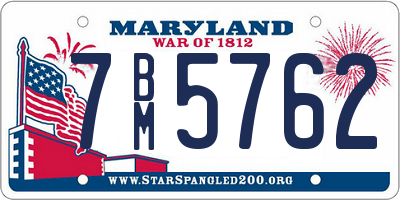 MD license plate 7BM5762
