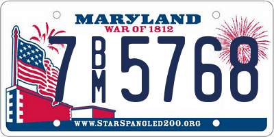 MD license plate 7BM5768