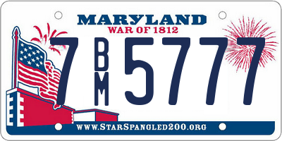 MD license plate 7BM5777