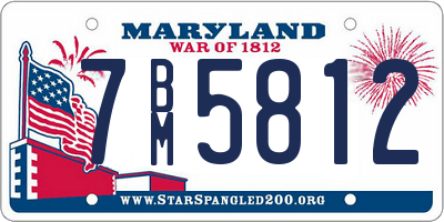 MD license plate 7BM5812