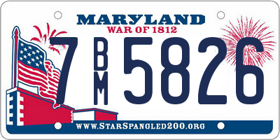 MD license plate 7BM5826