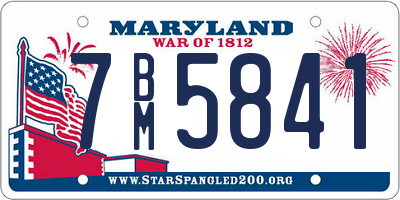 MD license plate 7BM5841