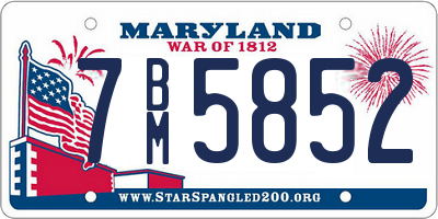 MD license plate 7BM5852