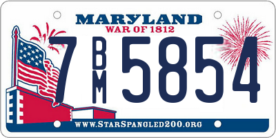 MD license plate 7BM5854