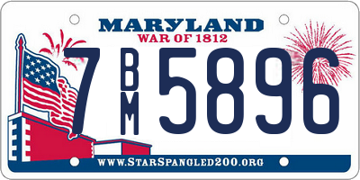 MD license plate 7BM5896