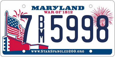 MD license plate 7BM5998