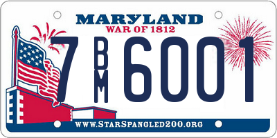 MD license plate 7BM6001