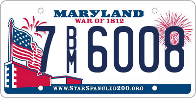 MD license plate 7BM6008
