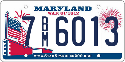 MD license plate 7BM6013