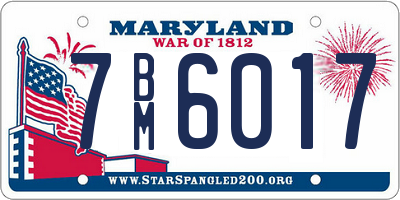 MD license plate 7BM6017