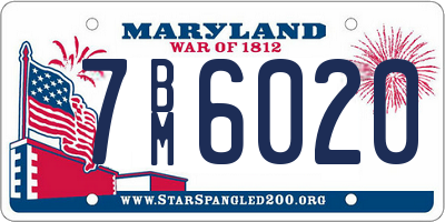 MD license plate 7BM6020