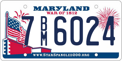 MD license plate 7BM6024