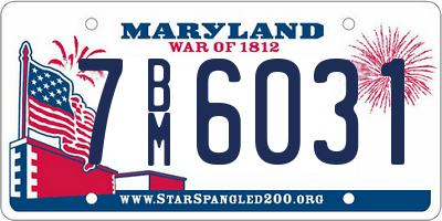 MD license plate 7BM6031