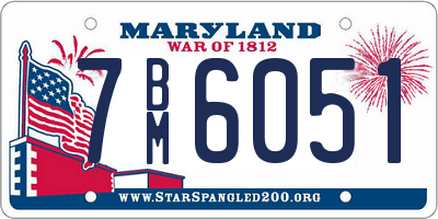 MD license plate 7BM6051