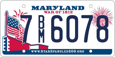 MD license plate 7BM6078