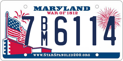 MD license plate 7BM6114