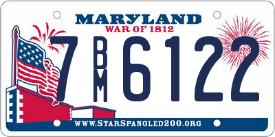 MD license plate 7BM6122