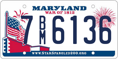 MD license plate 7BM6136