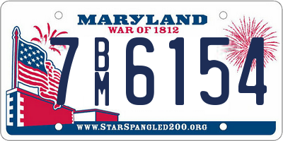 MD license plate 7BM6154