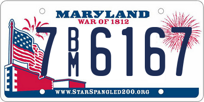 MD license plate 7BM6167