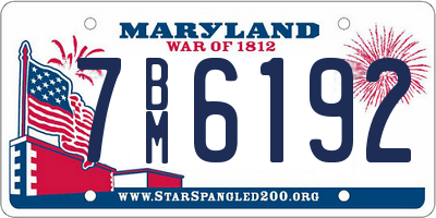 MD license plate 7BM6192