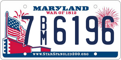 MD license plate 7BM6196