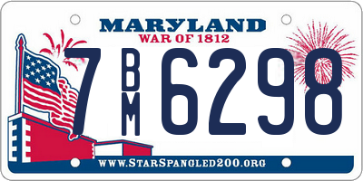 MD license plate 7BM6298