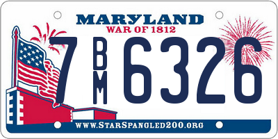 MD license plate 7BM6326