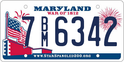 MD license plate 7BM6342