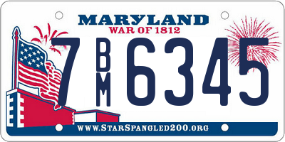 MD license plate 7BM6345