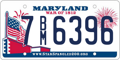 MD license plate 7BM6396