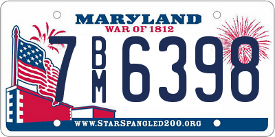 MD license plate 7BM6398
