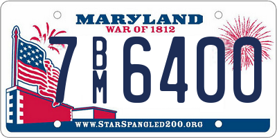MD license plate 7BM6400