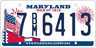 MD license plate 7BM6413