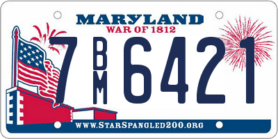 MD license plate 7BM6421