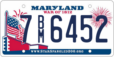 MD license plate 7BM6452