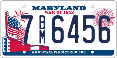 MD license plate 7BM6456