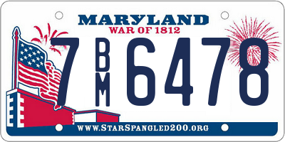 MD license plate 7BM6478