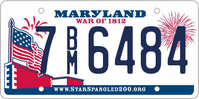MD license plate 7BM6484