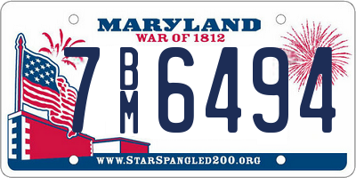 MD license plate 7BM6494