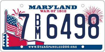 MD license plate 7BM6498
