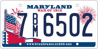 MD license plate 7BM6502