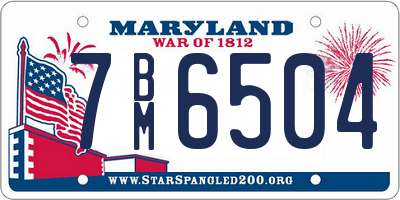 MD license plate 7BM6504