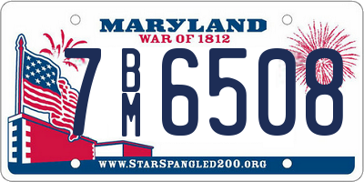 MD license plate 7BM6508