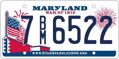 MD license plate 7BM6522