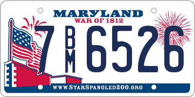 MD license plate 7BM6526