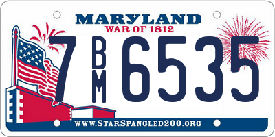MD license plate 7BM6535