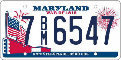 MD license plate 7BM6547