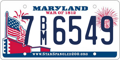 MD license plate 7BM6549