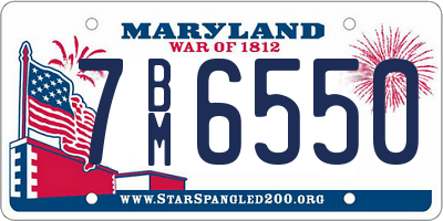 MD license plate 7BM6550